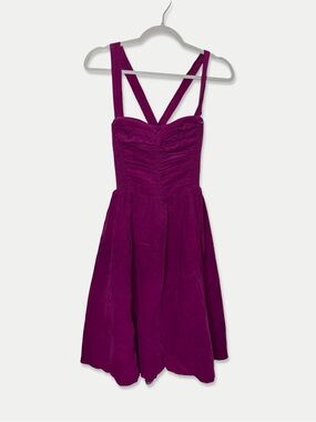 HD in Paris Anthropologie Magenta Corduroy Ruched Knee Length Dress Size 6